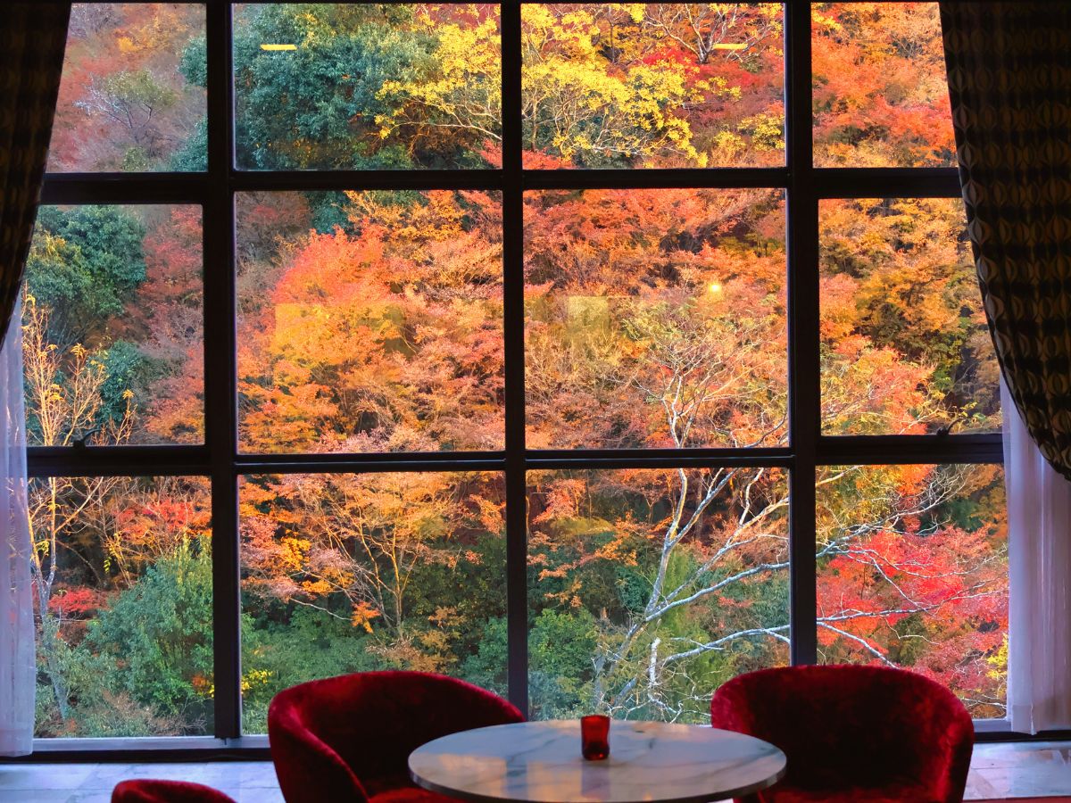 紅葉の季節、壱湯の守歴史記念館より